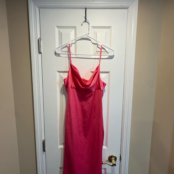 WeWoreWhat Hot Pink Satin Cowl Slip Dress 4 soft glam coquette - Picture 2 of 5